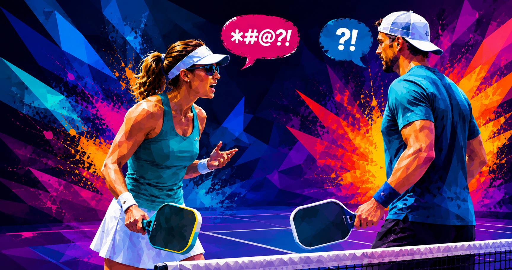 Two doubles partners communicating on court, illustrating the importance of team pickleball doubles communication.
